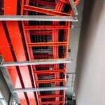 Low angle view of steel network cable trunking box.
